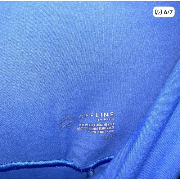 OFFLINE By Aerie Real Me Flare Crossover Hi-Rise Leggings Blue Size Med EUC - Picture 3 of 4